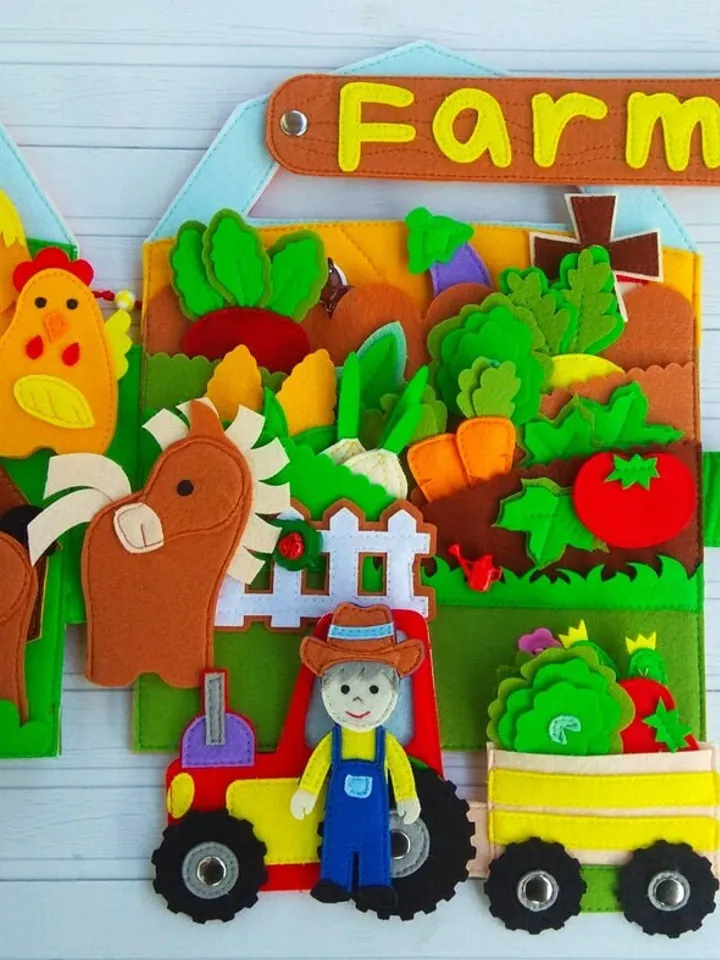 Farm Quiet book pattern for toddler, Felt book pattern pdf, Busy book ideas for kids 2, 3, 4 year old