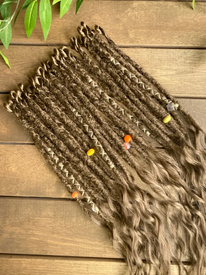 Brown synthetic crochet curly Se dreads ready to ship