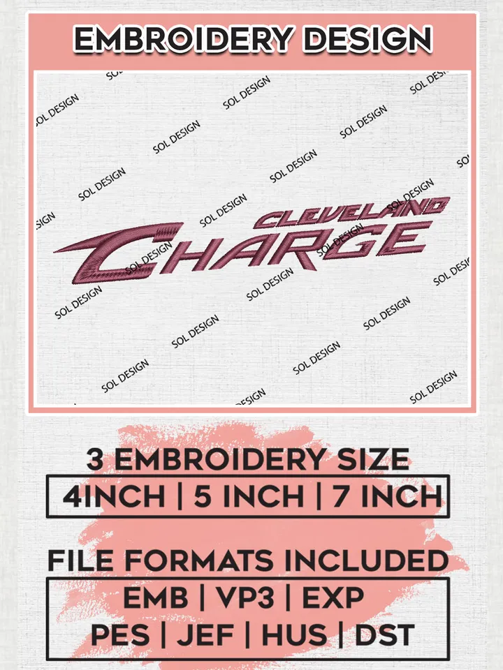 Cleveland Charge NBA Team Wordmark Logo Wordmark Embroidery Designs, NBA G League Team Embroidery Files, Basketball Machine Embroidery Designs, NBA Cleveland Charge Team Logo, Sport Machine Embroidery Design, Digital Download
