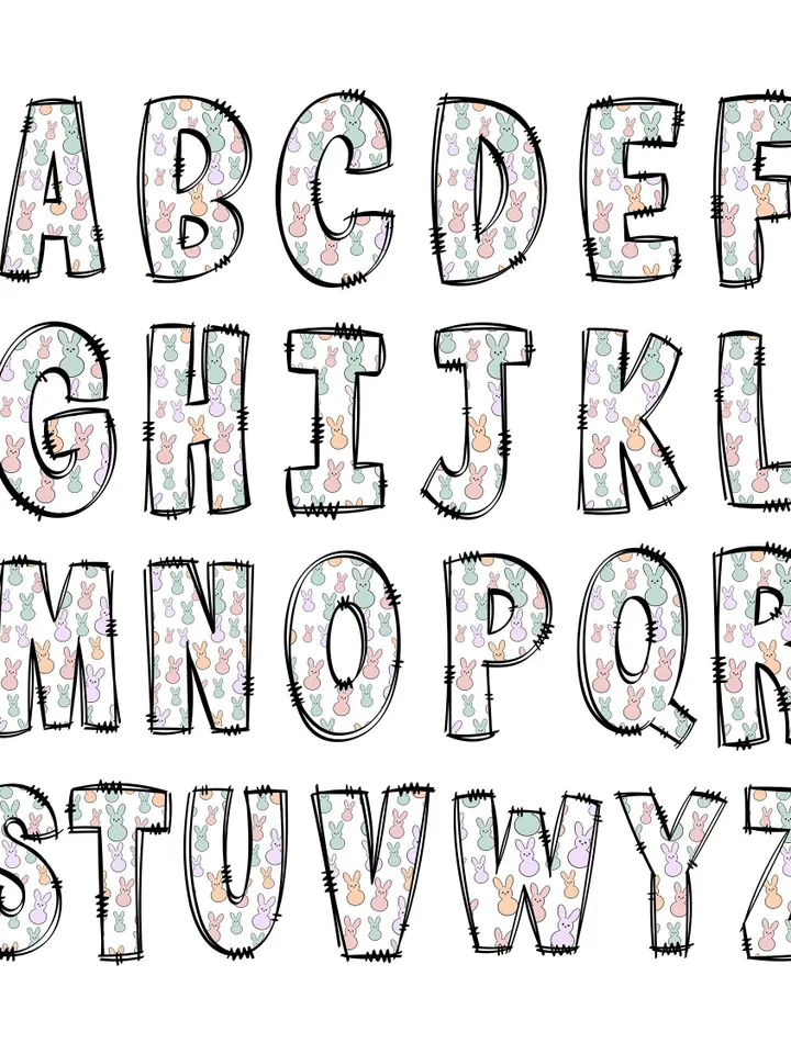 Peepss Alpha Font Easter Letters PNG Sublimation Design, Easter Letters, Easter png, Cute Easter png, Easter Sublimation, Digital Download