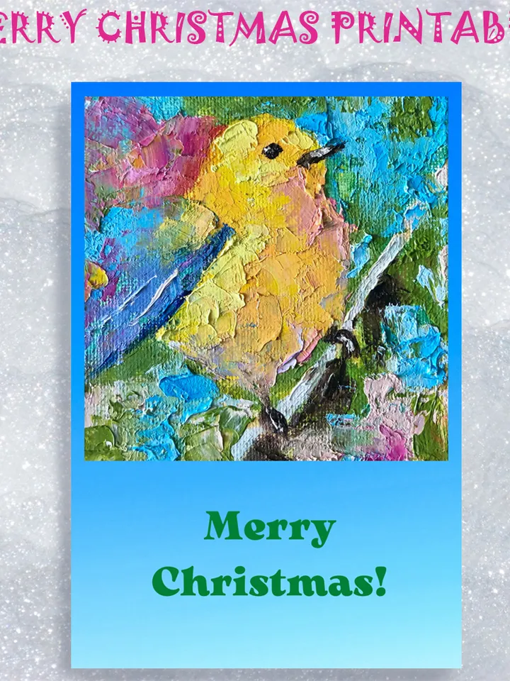 Digital greeting card, Merry Christmas Card, Holiday Cheer Card, Bird Christmas Printable E-card