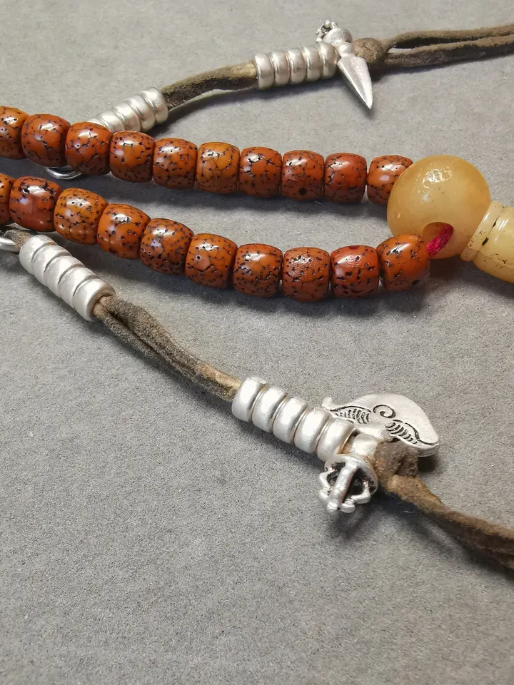 Gandhanra 5mm Silver Tibetan Buddhist Prayer Bead Counters for 6-15mm Mala,with Kila Kartika Pendant