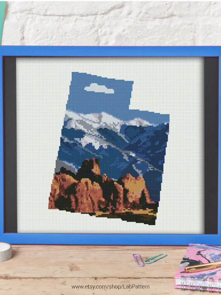 Utah State Silhouette Cross stitch pattern | Embroidery Pattern | Instant Download | Embroidery Designs