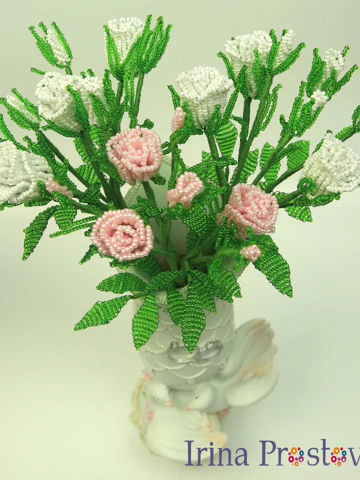 Beaded rose, tulip and forget me not pattern | Beaded Flowers pattern | Seed bead patterns | Beadwork pattern