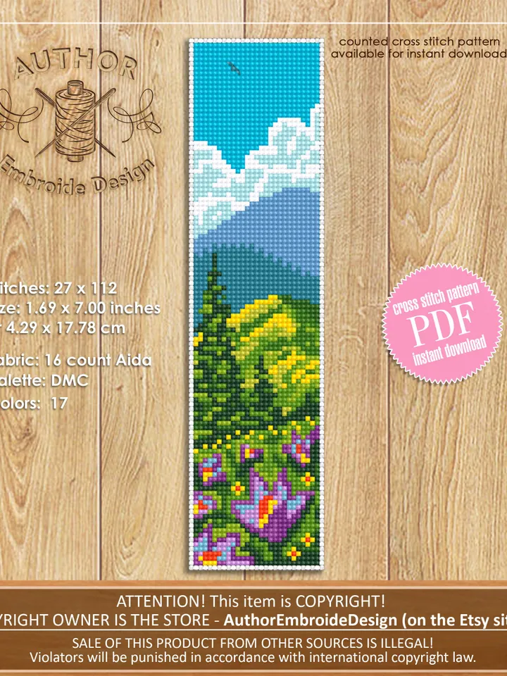 Bookmark set Ukraine cross stitch pattern PDF download Nature cross stitch chart, Bookmark pattern digital PDF, Sunflower, Village #B234