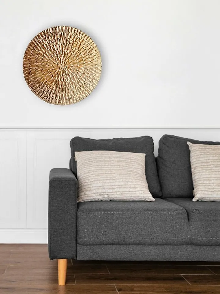 Gold textural wall decor Sofa background wall art Round gold decor handmade