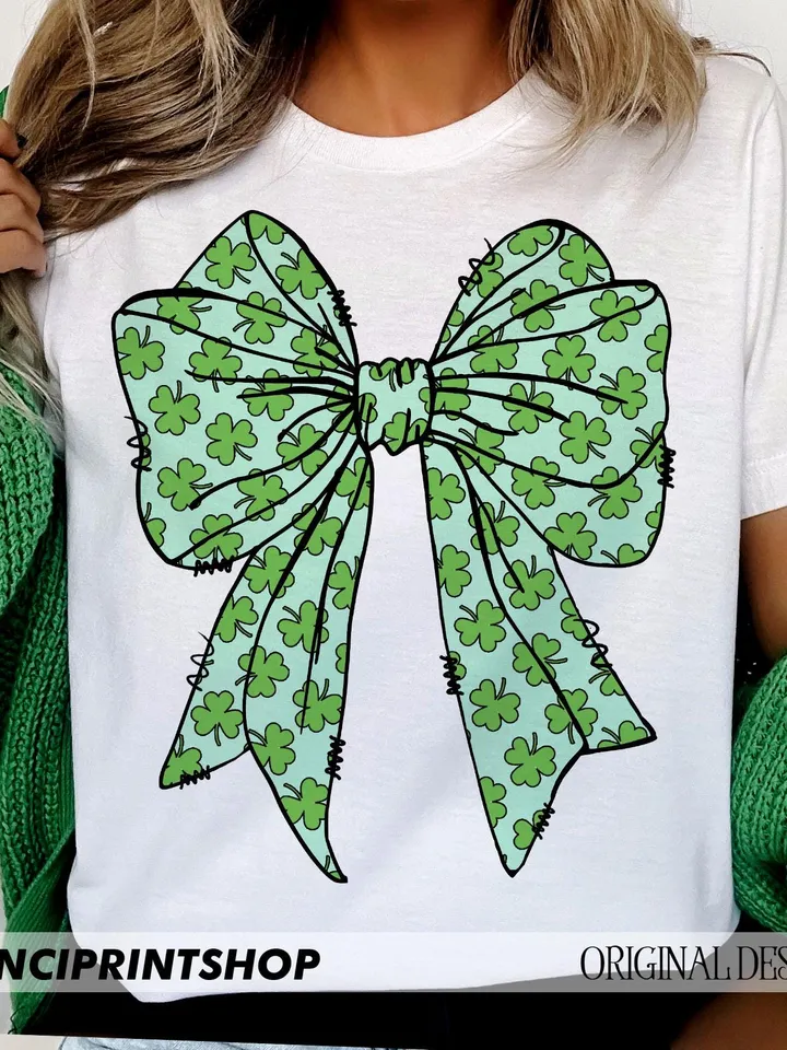 Coquette Bow Shamrock Png, St Patricks Day png, St Patricks Bow png, St patricks Gift, Lucky Shamrock png, St Patricks Design png, Irish png