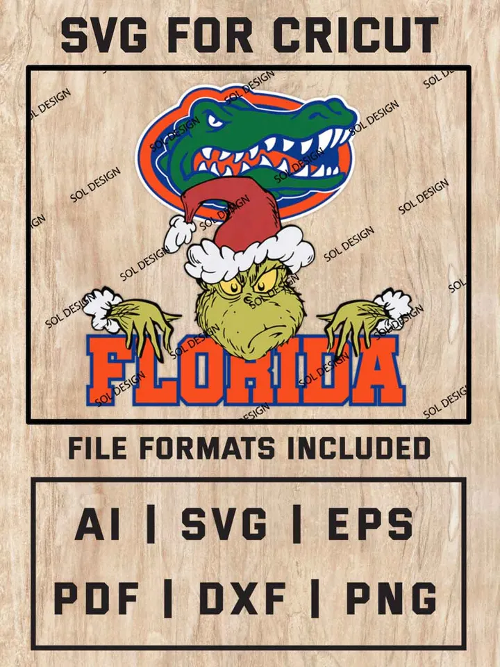 Grinch Florida Gators SVG, NCAA SVG Design, NCAA Florida Gators SVG, NCAA Gators Cricut, Christmas Svg, Grinch svg, Digital Download
