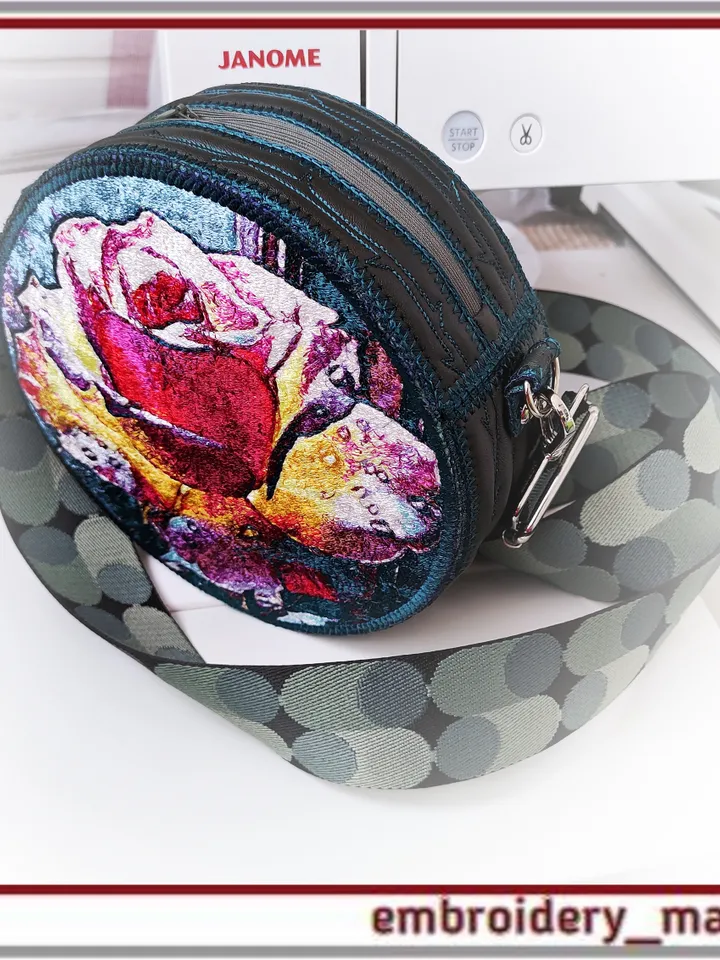 In the hoop Machine Embroidery Design Handbag Photo Stitch Rose ITH by Embroidery Manavi 05