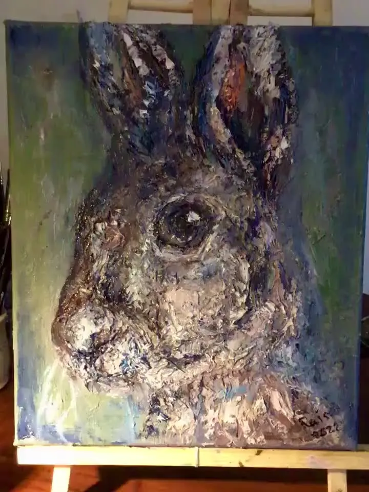 Bunny poster from my original oil painting,kids room decoration,unique handmade posters,funny animals gifts,gift for childrens room,wall art