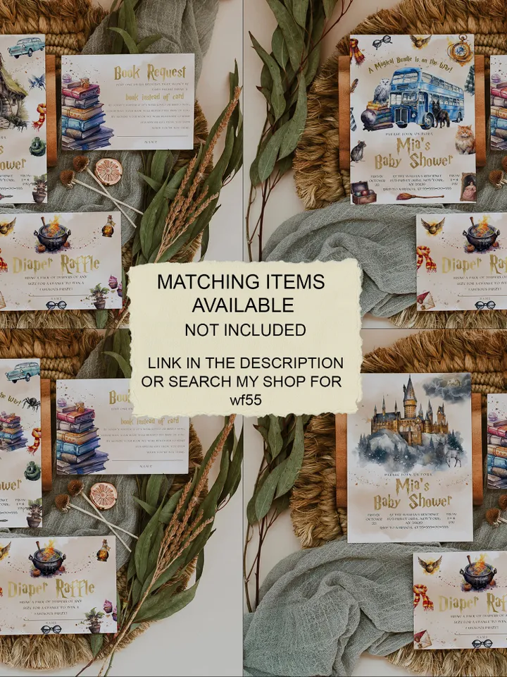 Welcome Baby Banner; Letters Baby Shower Banner; Wizarding World Baby Shower Banner;Magic School Baby Shower editable template; Wf55