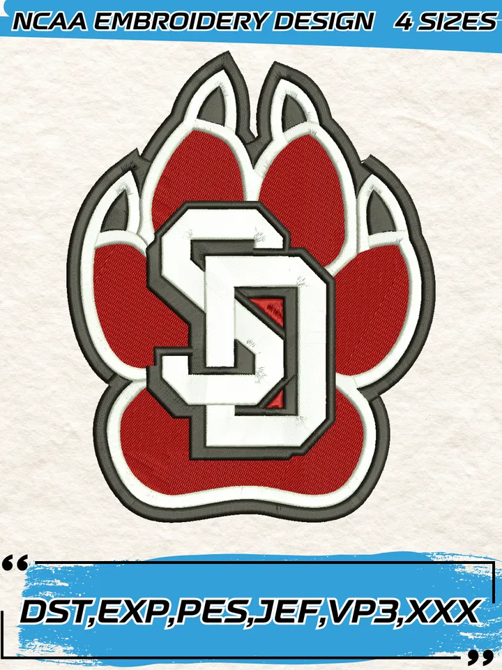 South Dakota Coyotes Embroidery Designs,NCAA Logo Embroidery Design,Machine Embroidery Design File,4 Sizes, Digital Download