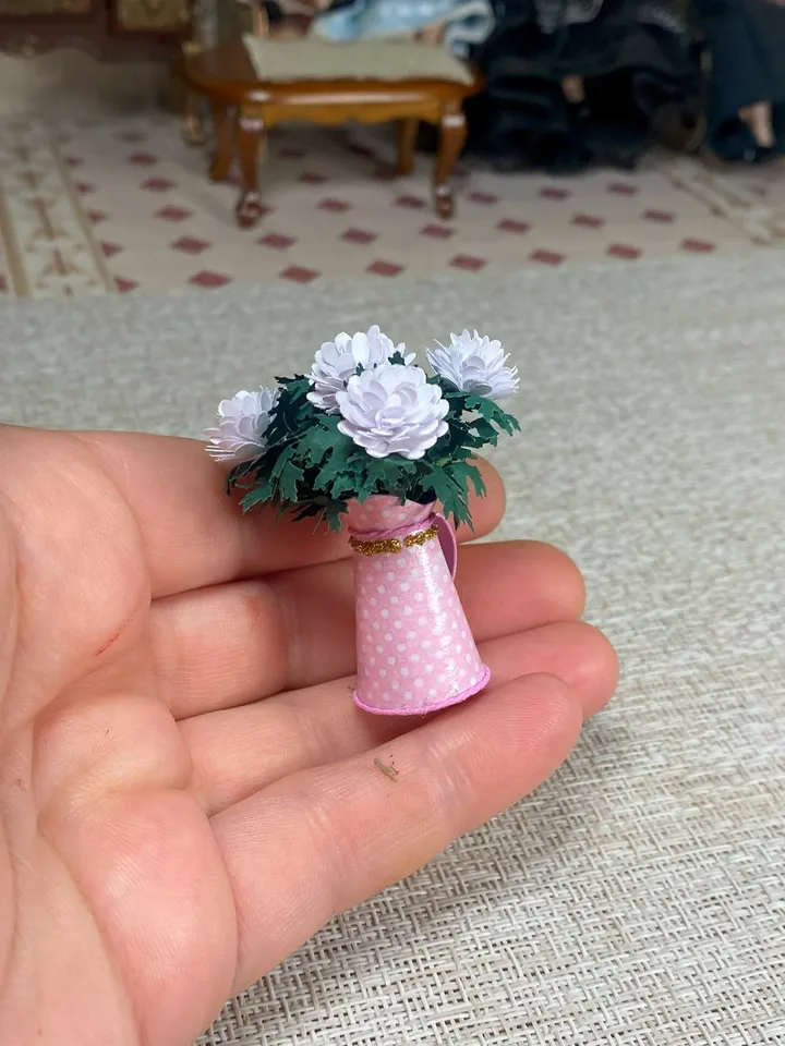 Dollhouse accessories. Flowers for doll. Furniture for doll. Handmade. 1:12.