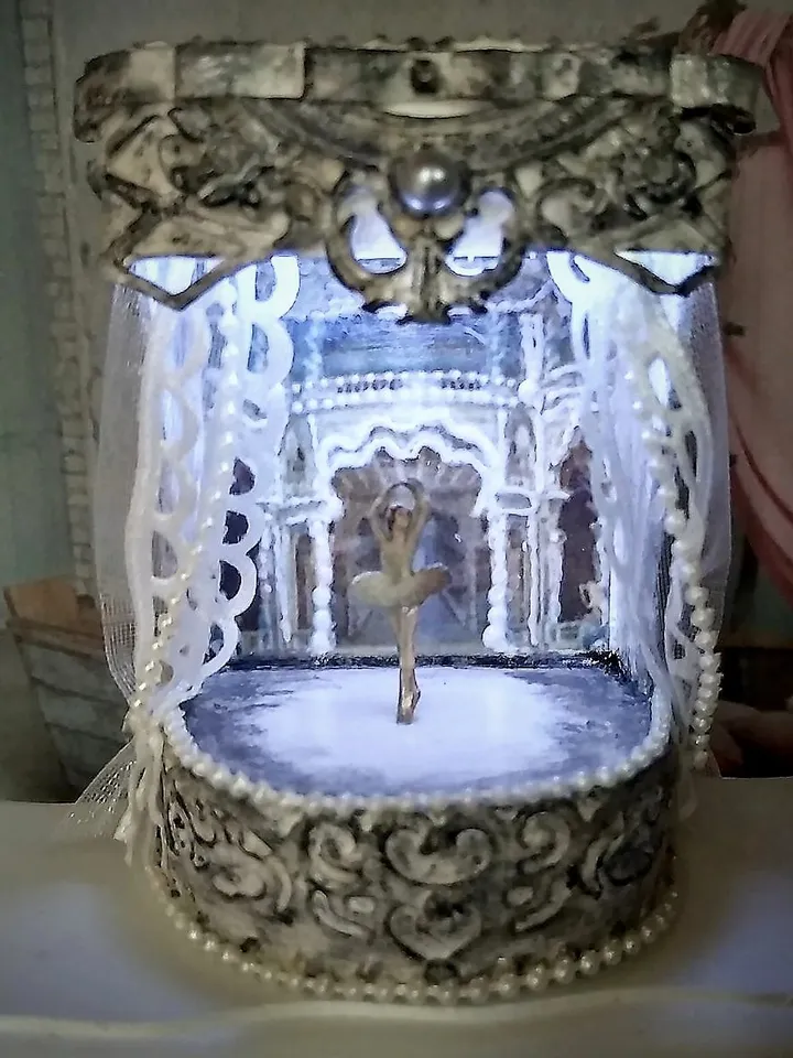 Miniature puppet theater for doll houses.Illuminated theater.1:12 scale.