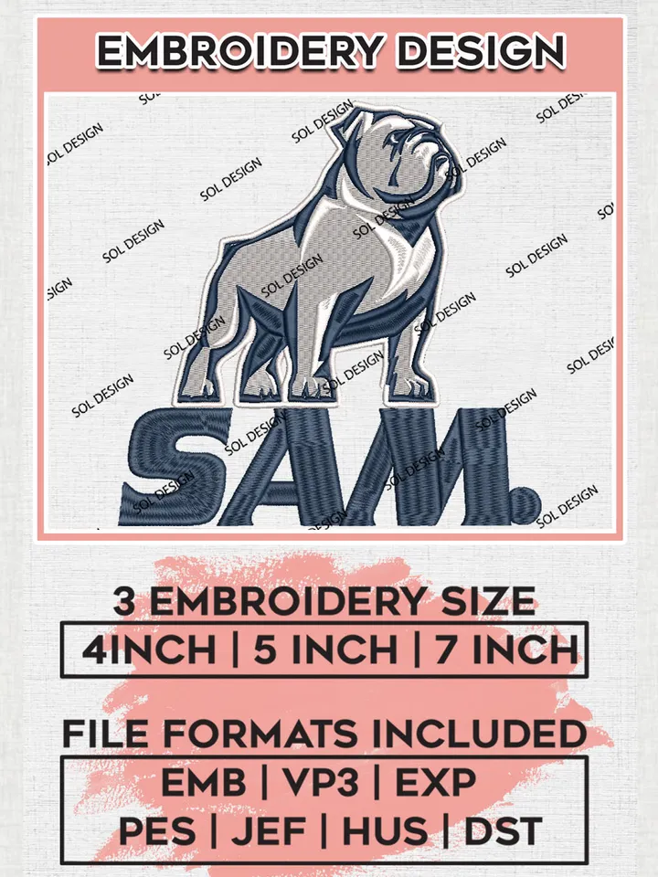 NCAA Samford Team Mascot Logo Embroidery Design Files, NCAA Samford Bulldogs Machine Embroidery, NCAA Teams, 3 sizes, NCAA Machine embroidery designs, Digital Download