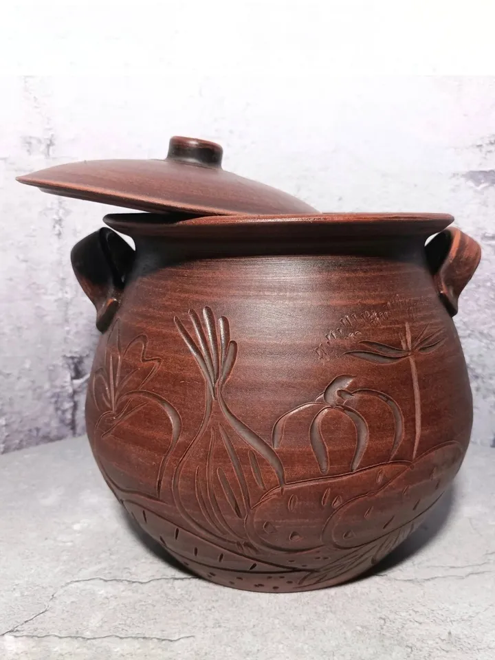 Pottery large casserole 185.97fl oz, Handmade clay casserole Cooking pot