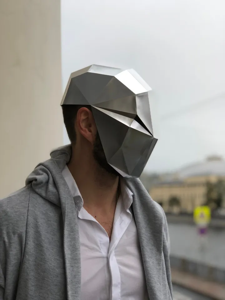 Papercraft Mask of the Future 1, Digital Template, PDF Download, Gurko, 3D Low Poly Animal Mask, DIY Origami, Pepakura, Paper Mask, Costume