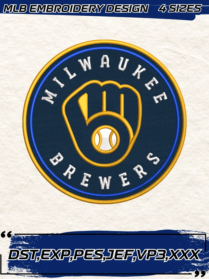 Milwaukee Brewers Logo Embroidery Design,MLB Embroidery Design,Machine Embroidery Design File,4 Sizes, Digital Download