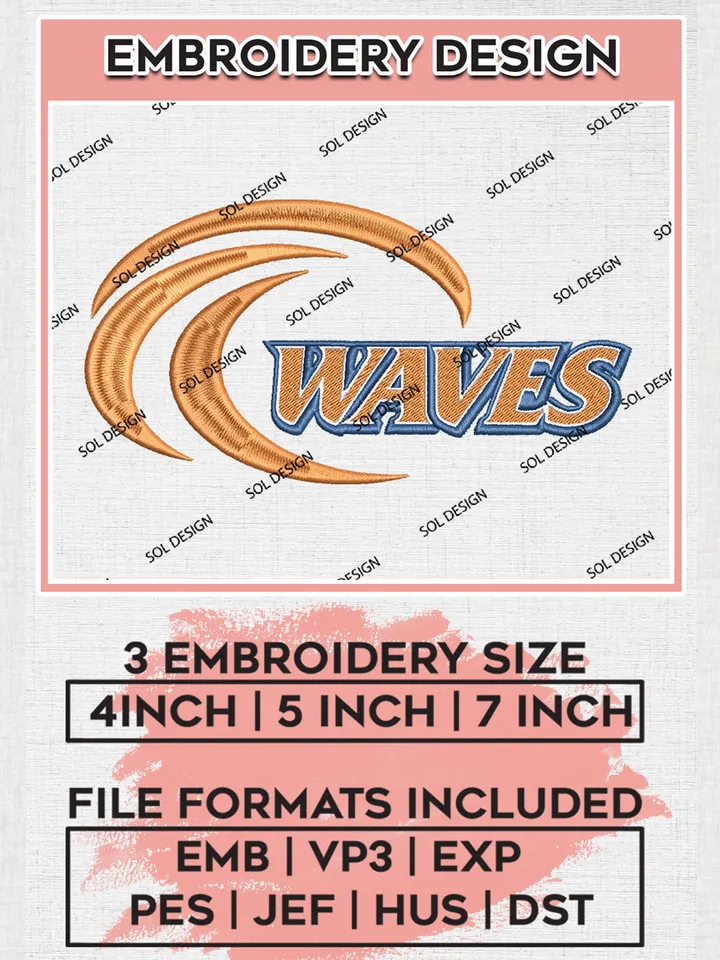 NCAA Waves College Football Team Logo embroidery designs, NCAA Pepperdine Waves Logo Machine embroidery designs, NCAA Logo embroidery designs, NCAA Lopes Machine embroidery designs, Digital Download