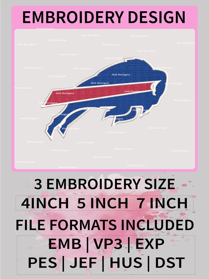 Buffalo Bills Embroidery Files, NFL Logo Embroidery Designs, NFL Bills, NFL Machine Embroidery Designs