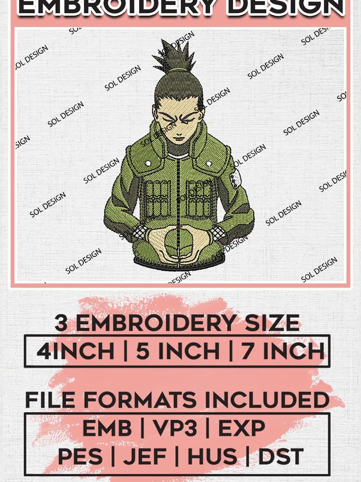 Shikamaru Embroidery Designs, Shikamaru Embroidery Files, Naruto Machine Embroidery Pattern, Digital Download EMB_ANIME_121