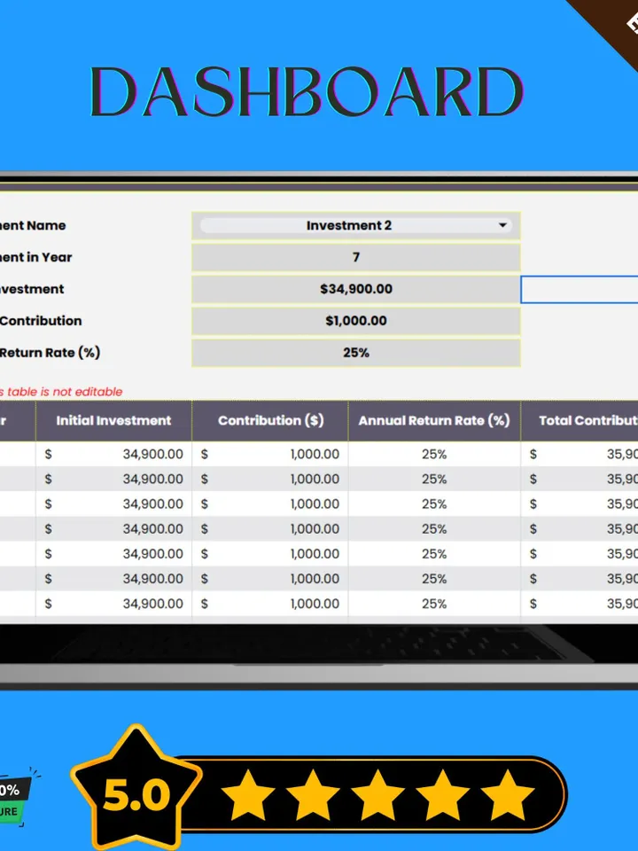 Return on Investment (ROI) Calculator Template, Editable ROI Analysis Tool, Google Sheets Financial Tracker, Business ROI Calculation