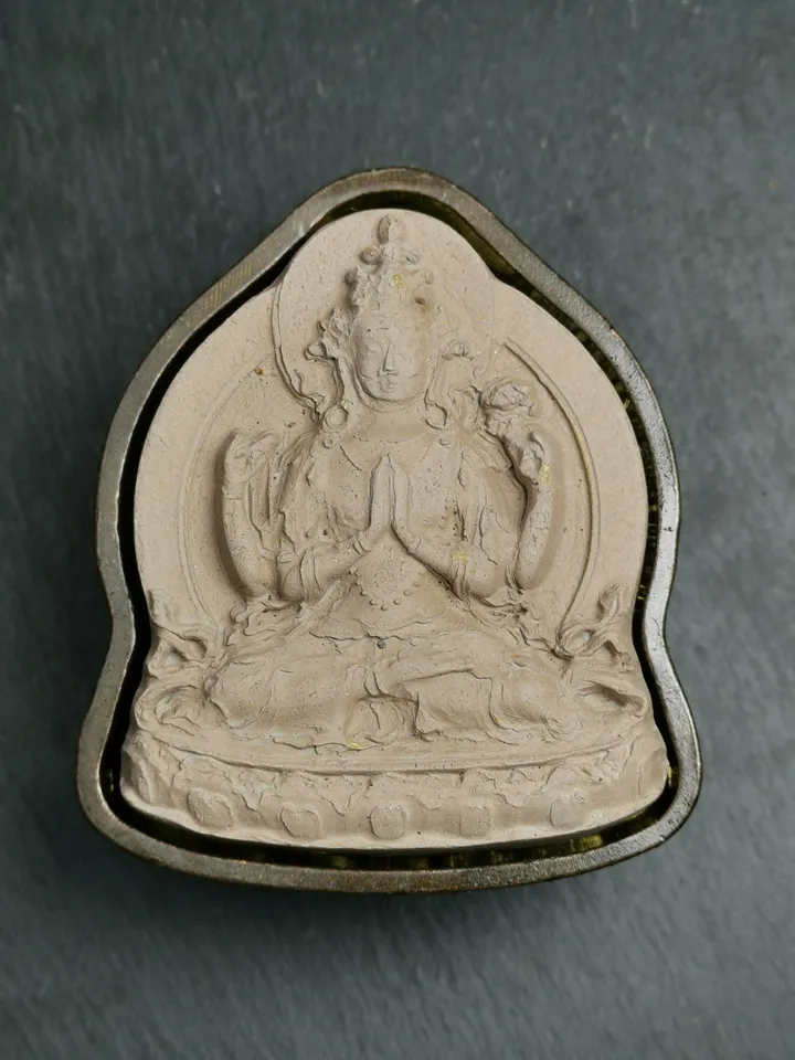Chenrezig Tsa Tsa Mold,9cm Four Arms Padmapani, Gandhanra Handmade Tibetan Buddha Statue Mould For Making Clay Buddha Statue,Tsha Tsha