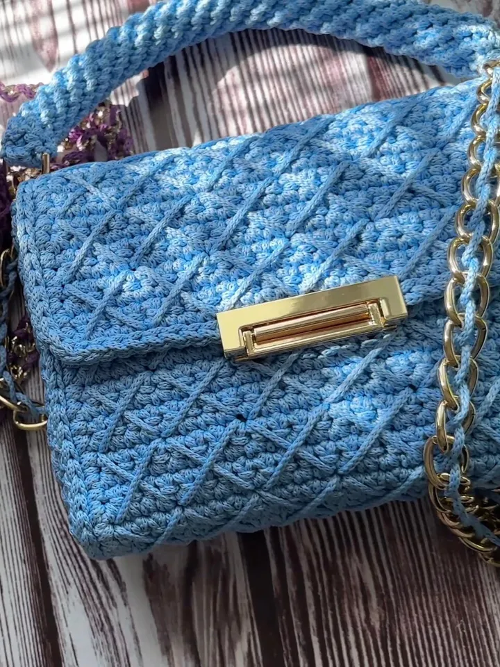 Crochet pattern women handbag PDF digital instant download, video tutorial, vegan crossbody, top handle, small purse, clutch, shoulder bag