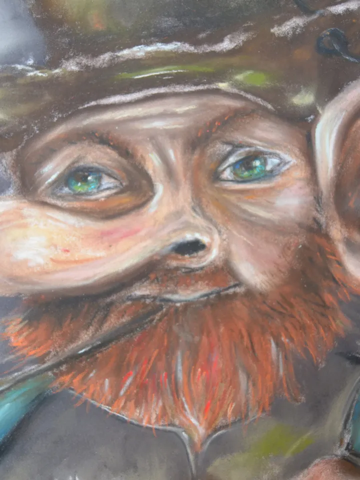 Leprechaun with a pot of gold,original soft pastel painting,irish leprechaun painting, irish gnome painting,saint Patrick day gift.