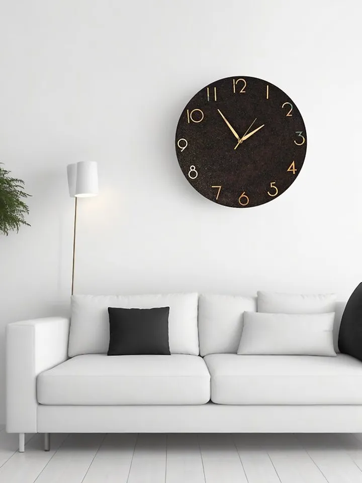 Large black stone wall clock 50 cm Modern wall clock Unique clock Silent clock