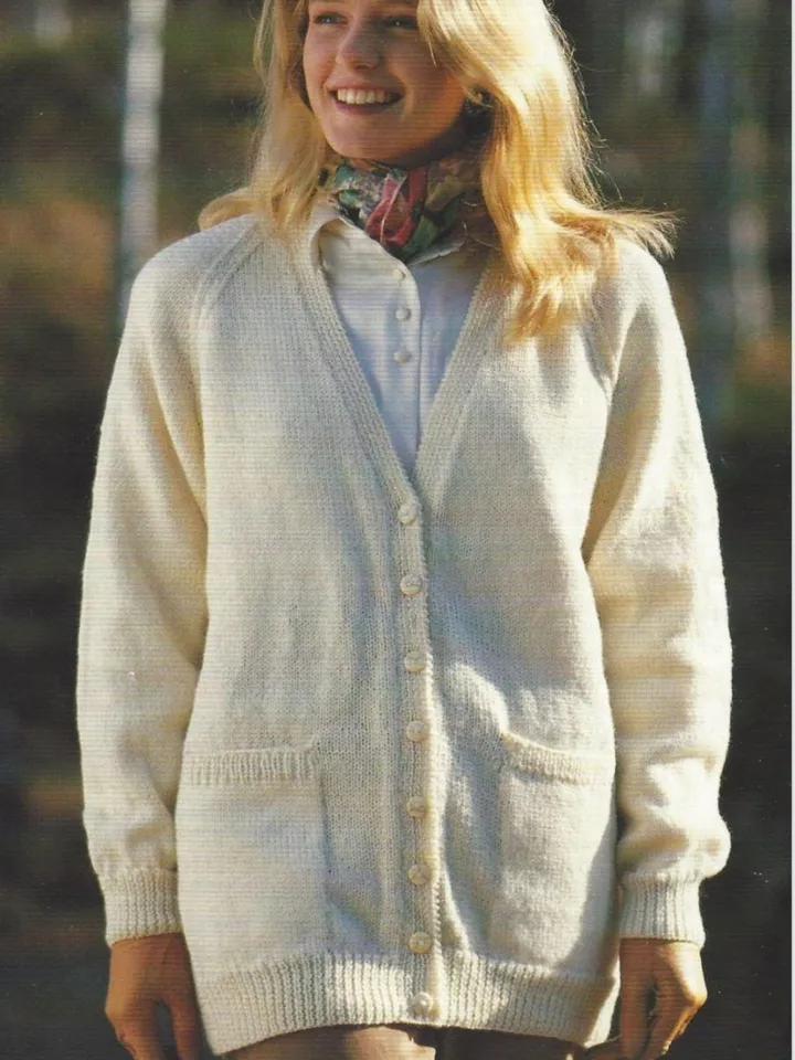 Cardigan pattern pdf, ladies women classic cardigan, V-neck cardigan knitting pattern instant download