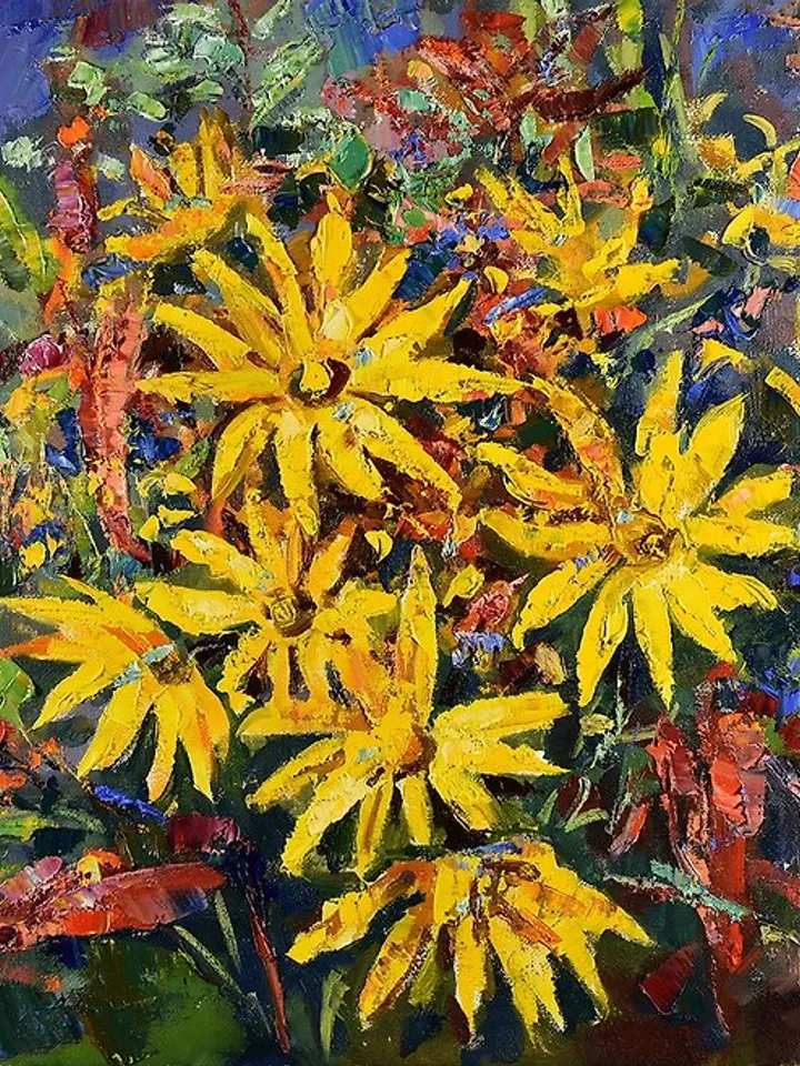 Bouquet Painting Flower Original Art Yellow Floral Artwork Impressionism