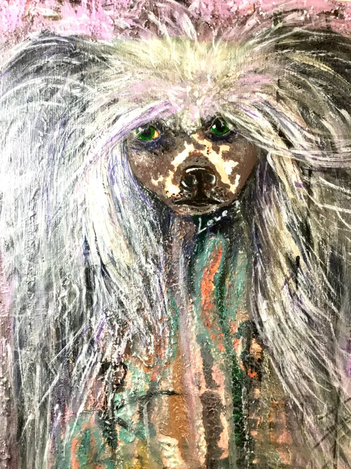 Chinese crested dog painting