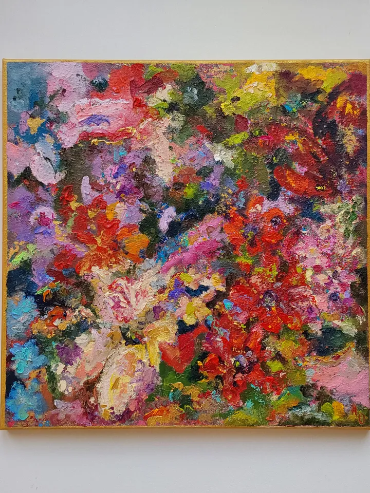 "Still life.Flower fireworks" oil painting on canvas 50x50cm (20x20inch)