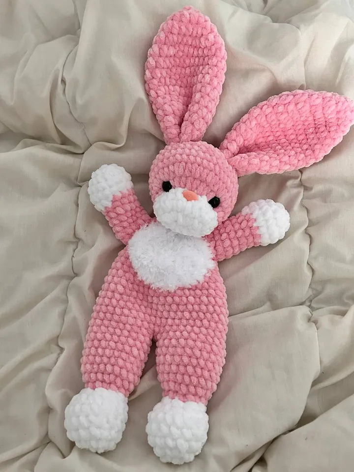 Crochet bunny snuggler Handmade toy for kids Cuddle toy