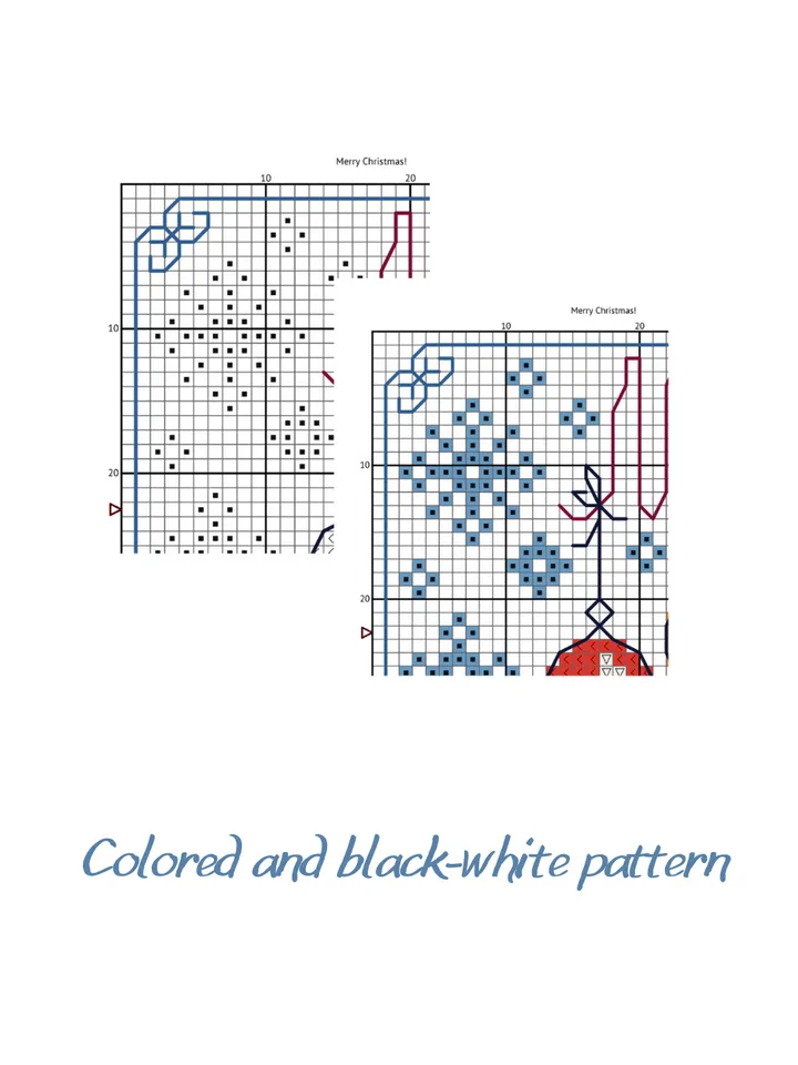 Cross stitch pattern Merry Christmas, simple and easy cross stitch pattern PDF
