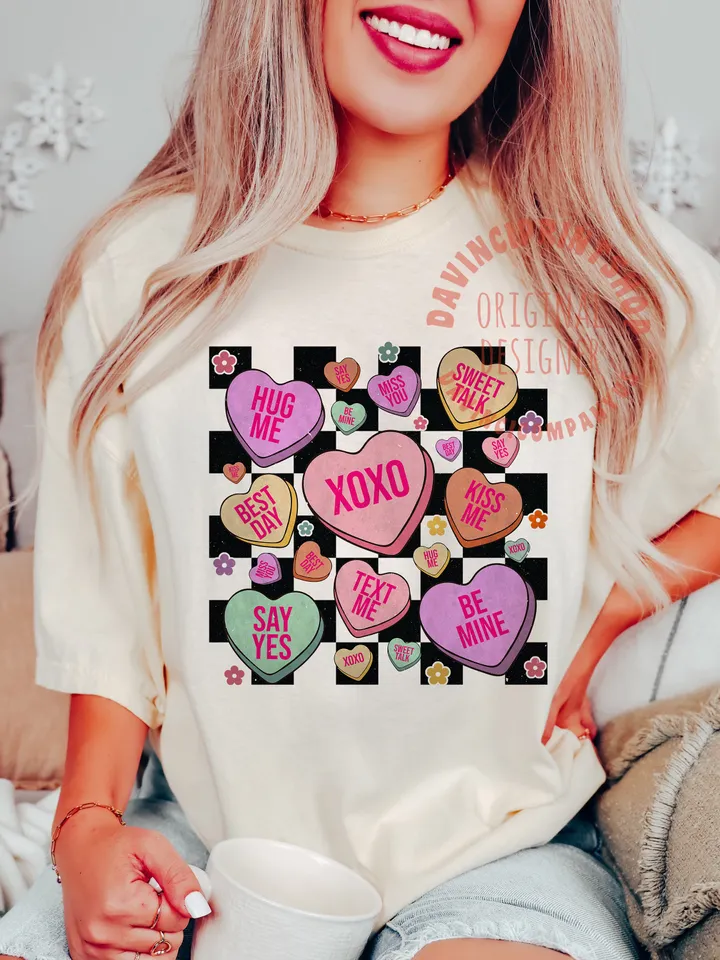 Valentines Conversation Hearts PNG, Candy Hearts png, Valentines Sublimation designs, Retro Valentines, Love Sublimation, png designs, png