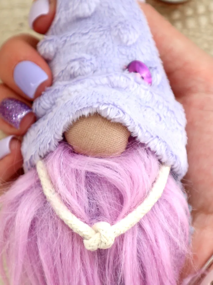 Lavender plush Gnome keychain