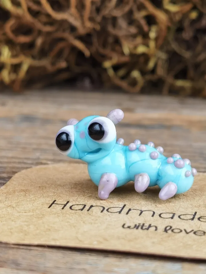 GLASS Caterpillar figurine Miniature caterpillar Glass figurines aquarium decoration miniature animals tiny glass animals terrarium figurine
