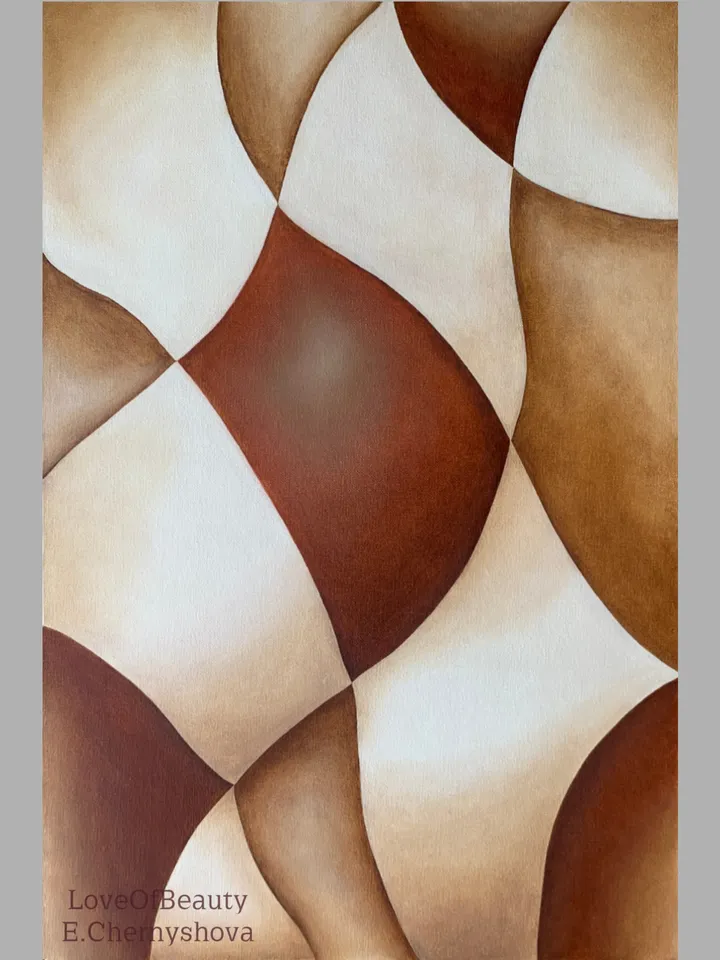 Brown-burgundy abstract interior design painting