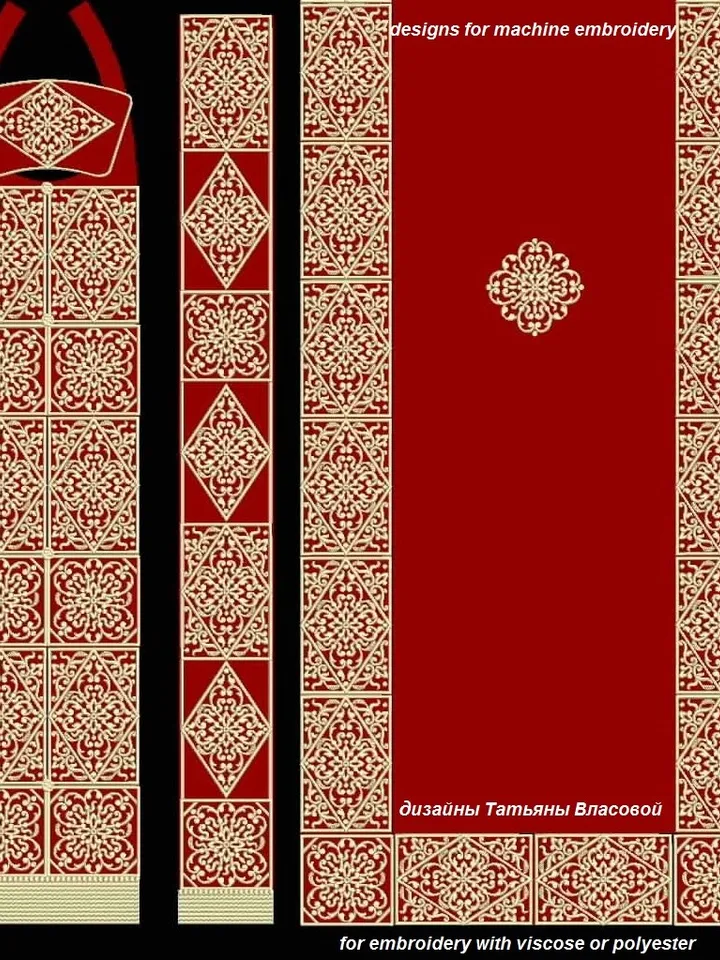 "EMB diamond openwork" is a universal set of designs for machine embroidery.