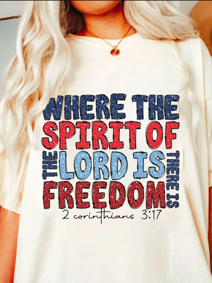 Glitter Where the spirit of the Lord is, there is freedom PNG, Freedom America, christian religious faith, USA 4th July, Independence Day