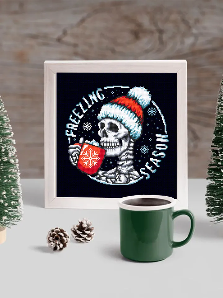 Skeleton Christmas cross stitch pattern PDF download Gothic Christmas pattern digital PDF, Skull cross stitch chart, Freezing season #N109