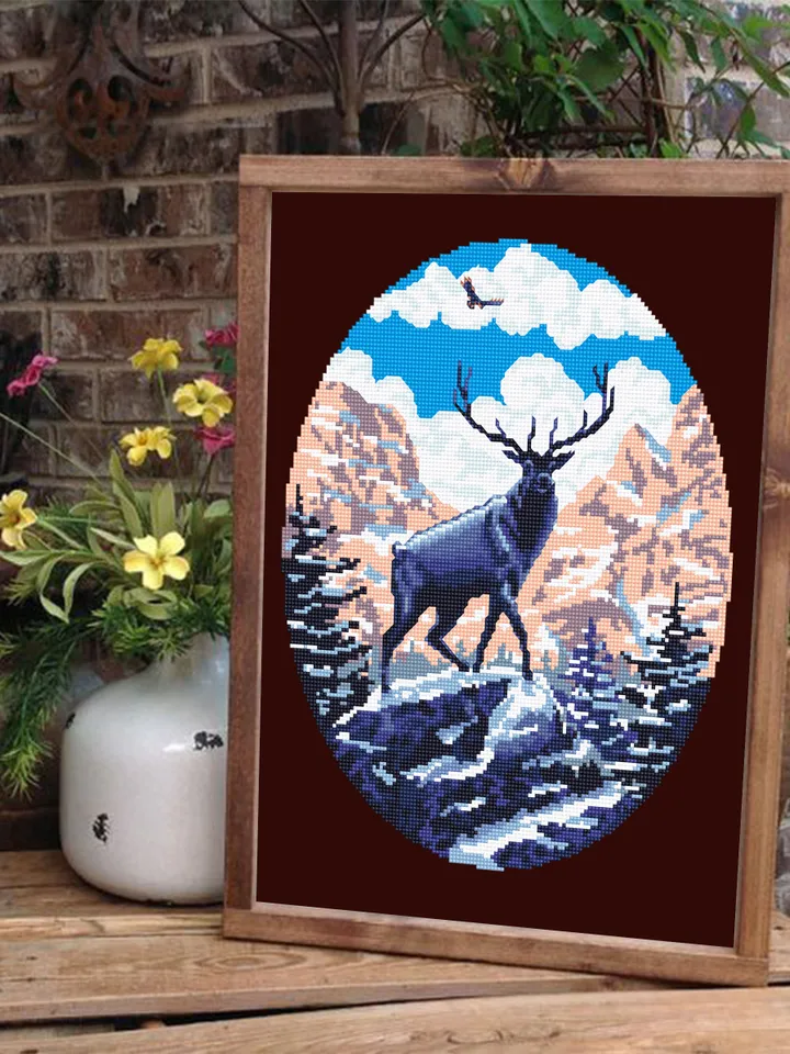 Rocky mountain National Park cross stitch pattern PDF download Nature cross stitch chart, Mountain landscape, Deer cross stitch design #L28