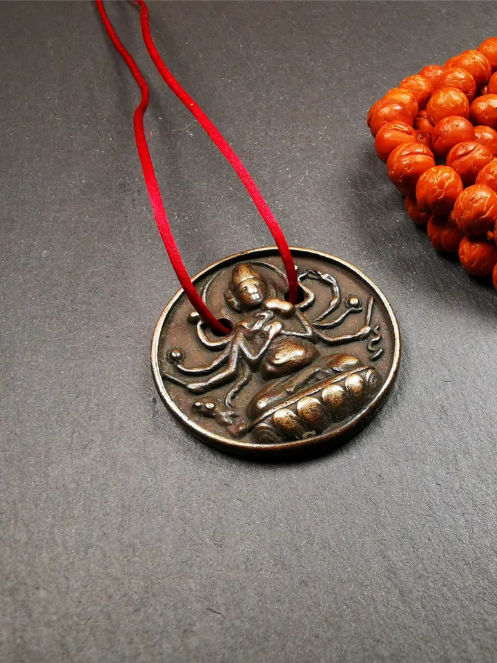 Gandhanra Old Tibetan Buddha Statue Pendant,Usnisa Vijaya,Victory Dharani,1.4"