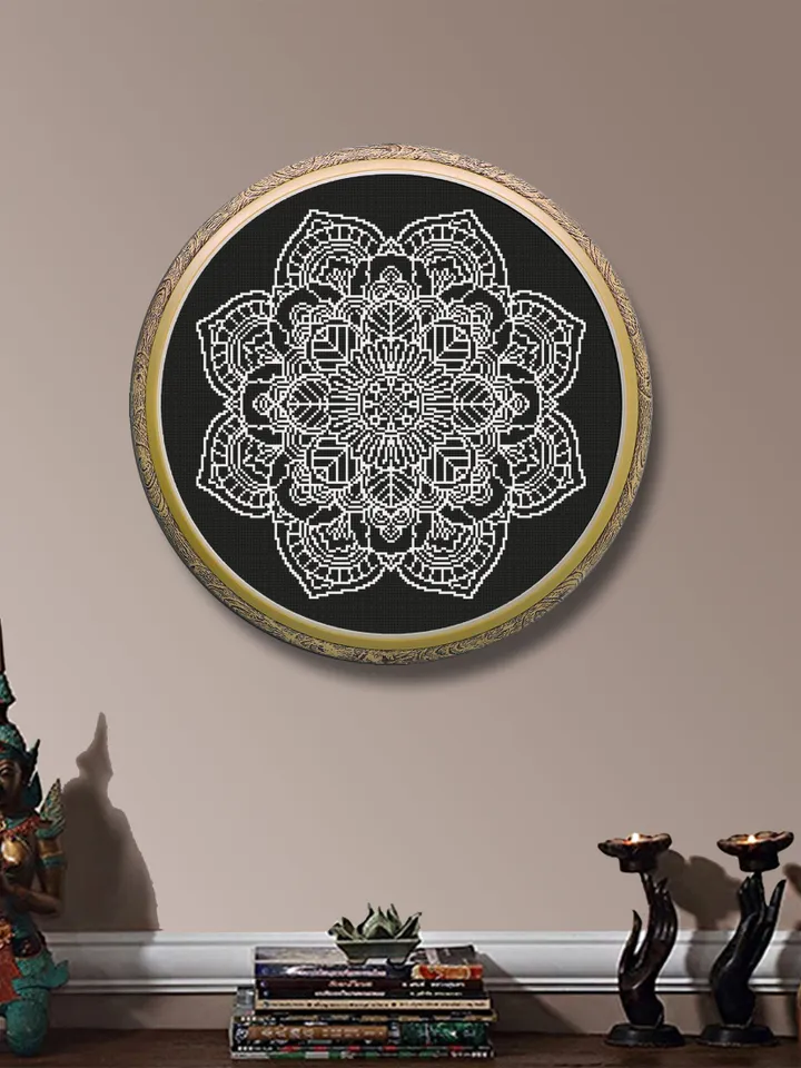 Lotus flower cross stitch pattern download PDF, Set Lotus mandala cross stitch chart, Mandala pattern PDF, Floral ornament cross stitch #S31