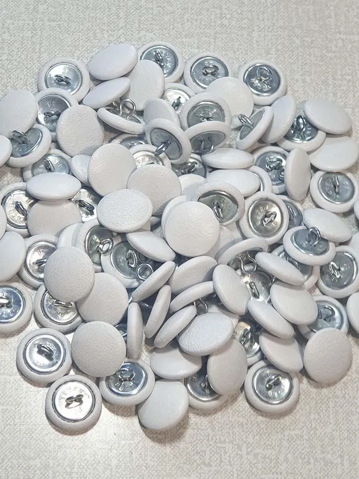 Genuine leather buttons. Round handmade buttons. Used for clothing furniture handicrafts creativity. Diameter 28L 18 mm. White Black buttons