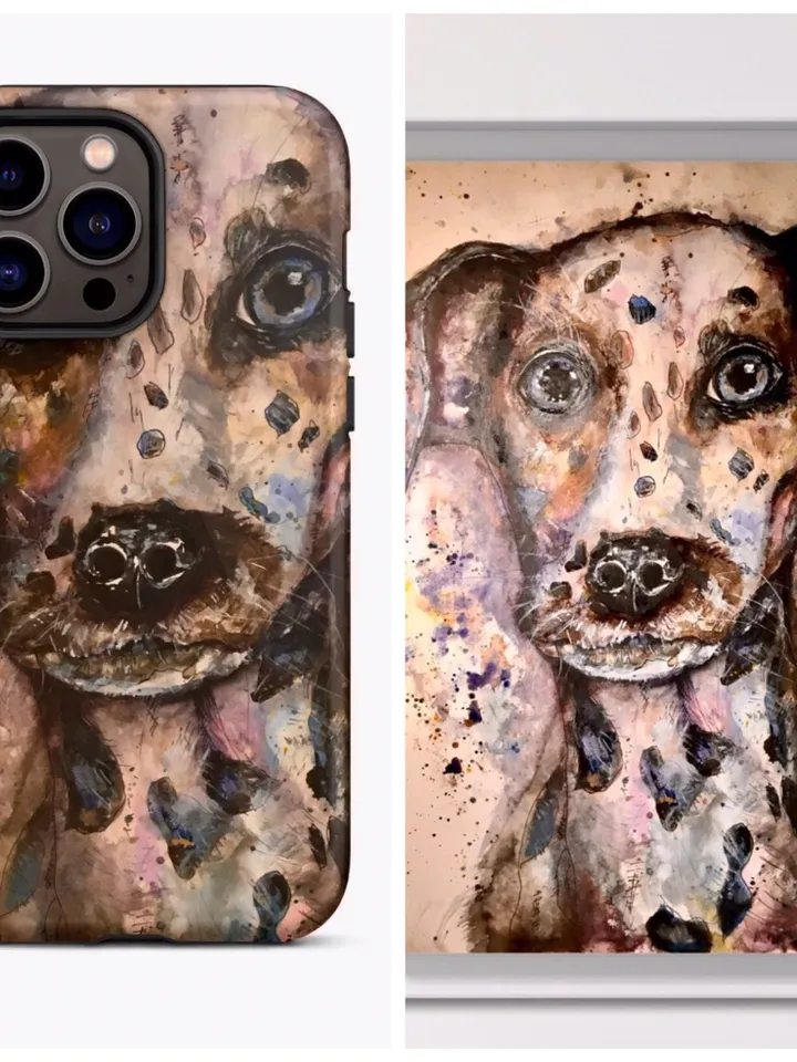 Dalmatiner Tough iPhone case made from my own watercolour mix media painting,unique gifts,dogs iphone cases.