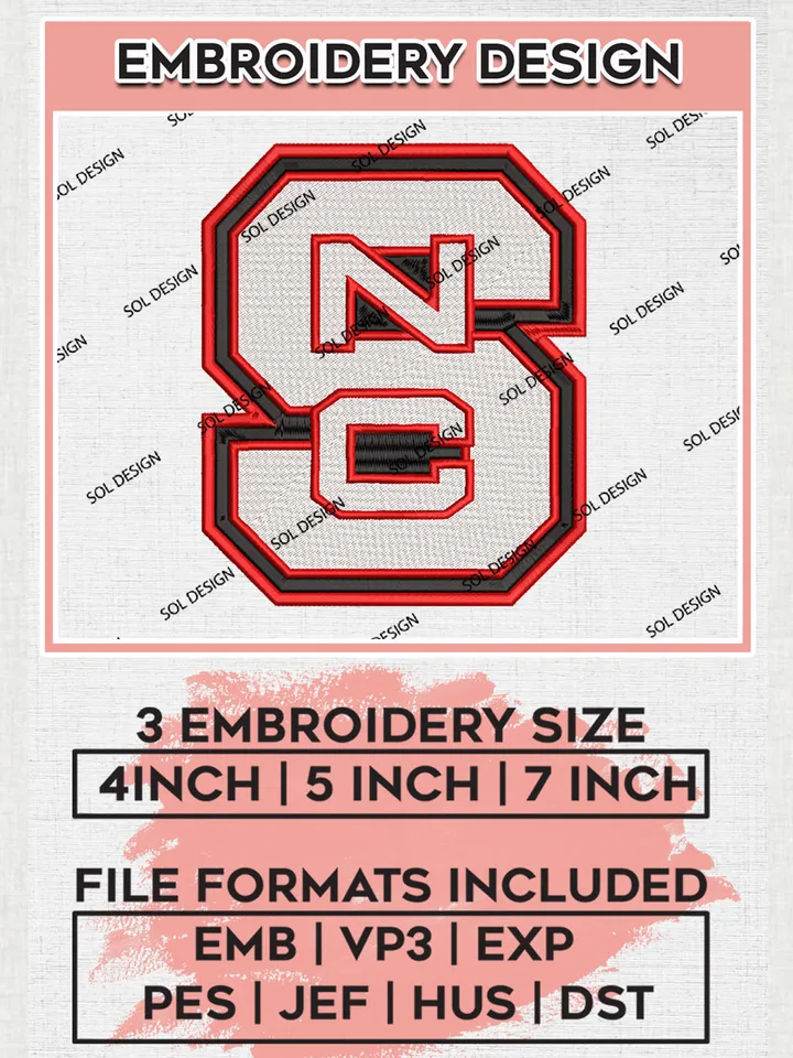 NCAA NCS Wolfpack Team Writing Logo embroidery designs, NCAA NC State Wolfpack Logo Machine embroidery designs, NCAA Team Logo embroidery designs, NCAA Game Day Machine embroidery designs, Digital Download