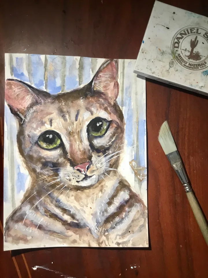 Andy-cat painting,original watercolor painting,one of kind,cat lovers gifts,wall decoration